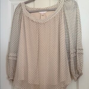 LC Lauren Conrad Cream Polka Dot Blouse